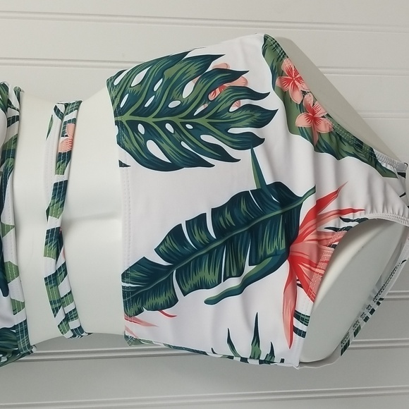 Shein Bikini Swimsuit Set Tropical Leaf Print Womens Small - Picture 3 of 7